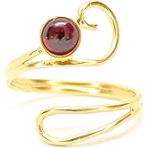 Garnet gold plating open ring for women, Adjustable red stone Ring, Gift for Her, Natural genuine garnet ring, Rings for teen girls, Vintage ring, Adjustable ring size 4-9