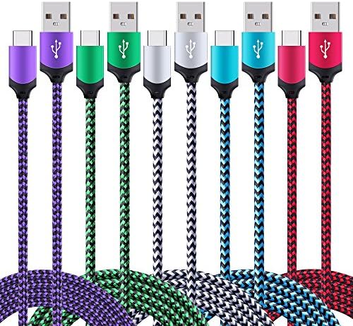 Type C Charger, OrSunday 5-Pack 6ft USB Type C Cable Braided Fast Charging Phone Cord for LG G5/V20/V30/G6, Moto Z/Z2/X4, Huawei P9 P10, HTC U11 10, Nexus 5 X 6P, Samsung Galaxy S9 S8/S8 Plus/Note 8