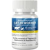 Broad Spectrum Dewormer for Cats and Kittens &ndash; Praziquantel and Pyrantel Pamoate Tablets &ndash; Removes Tapeworm, Roundworm &amp; Hookworm &ndash; Fast Acting Formula (50 Tablets)