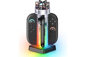 RunSnail Charging Dock for Nintendo Switch 2, Magnetic Fast Charger for 4 JoyCons with RGB Lighting, All-in-One Charging Station with 6 Game Card Storage Slots