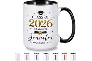Personalized Graduation Cup Gifts, Custom Graduation Coffee Mug with Name Class of 2026 Cup Gifts Bulk High School College Gr