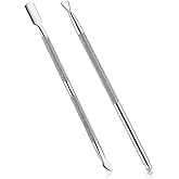 2PCS Cuticle Pusher and Cutter with Storage Case,Professional Cuticle Pusher Nail Polish Remover Stainless Steel Manicure Tool Set,Durable Pedicure Manicure Tools for Fingernails Toenails (Silver)