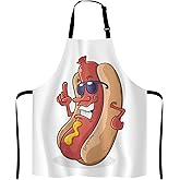 Lefolen Hot Dog Cartoon Character Wearing Sunglasses Adjustable Bib Apron Kitchen Cooking Baking Gardening Apron for Women Men