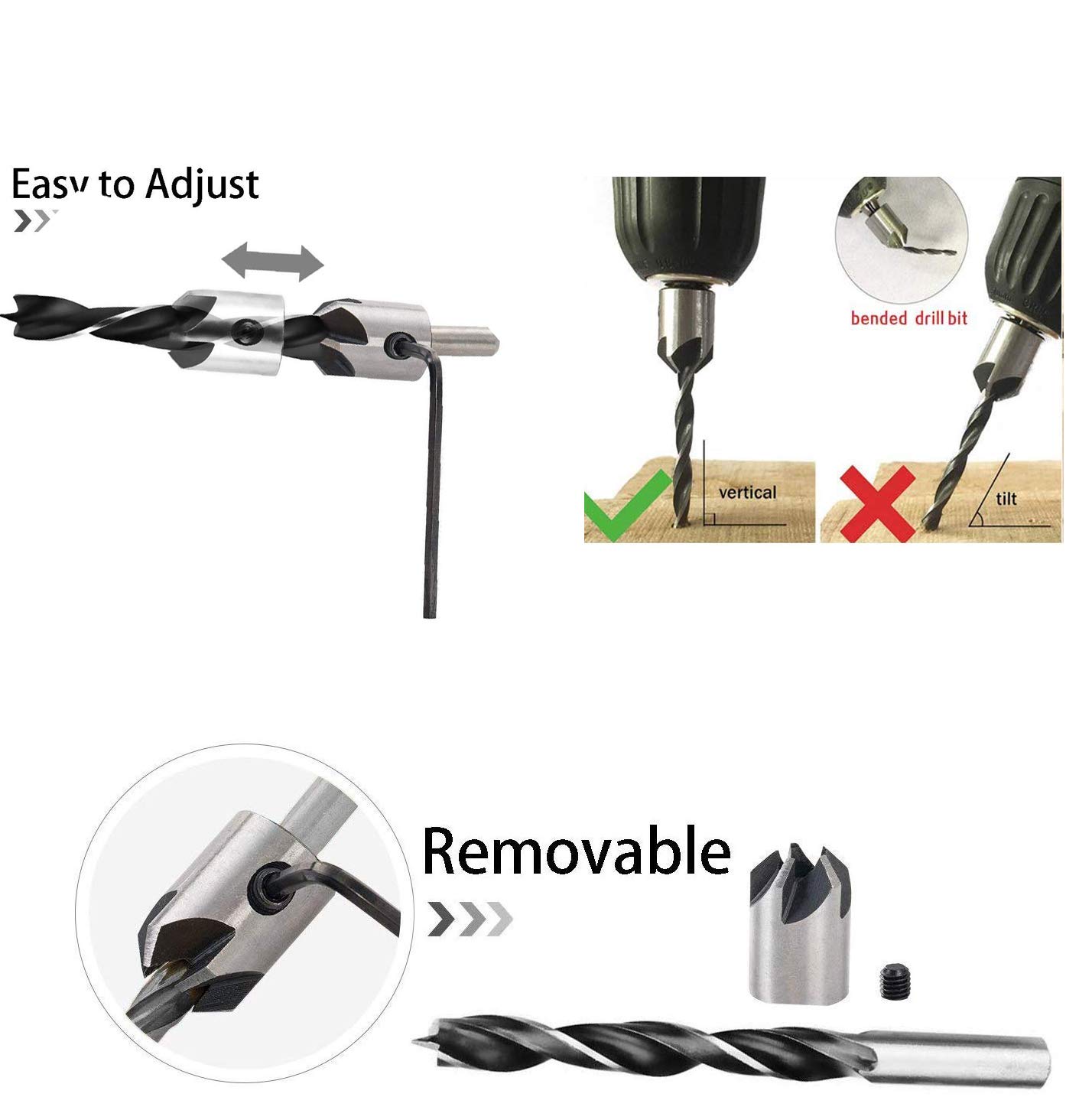 Countersink Drill Bit Golden Li 7 Pcs 3 10mm Hss Woodworking Drill Bits Set Chamfering