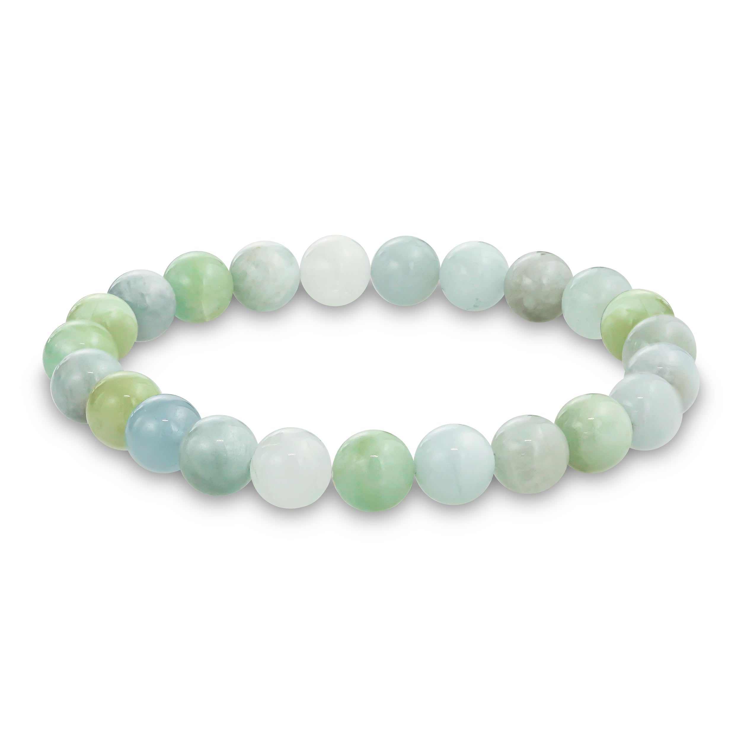 Bling Jewelry Semi Precious Gemstone Strand Multicolor Earth Tone Amazonite Round Bead 8MM Stretch Bracelet For Women Men Teen Unisex
