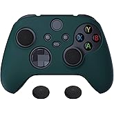 PlayVital Racing Green Pure Series Anti-Slip Silicone Cover Skin for Xbox Series X Controller, Soft Rubber Case Protector for Xbox Core Wireless Controller with Black Thumb Grip Caps