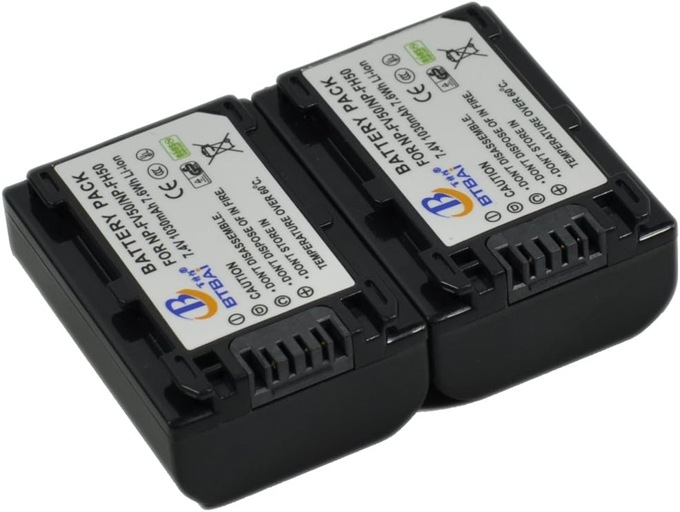 BTBAI 2x NP-FH50 Battery+Charger USB Dual For NPFH50 NP-FH30 NP-FH40 HDR-30 XR100 DCR- DVD103 DVD105 DVD105E DVD106 DVD106E DVD108 DVD109 DVD109E DVD110E DVD115E DVD150 DVD150E DVD202E DVD203 k1a - Image 3