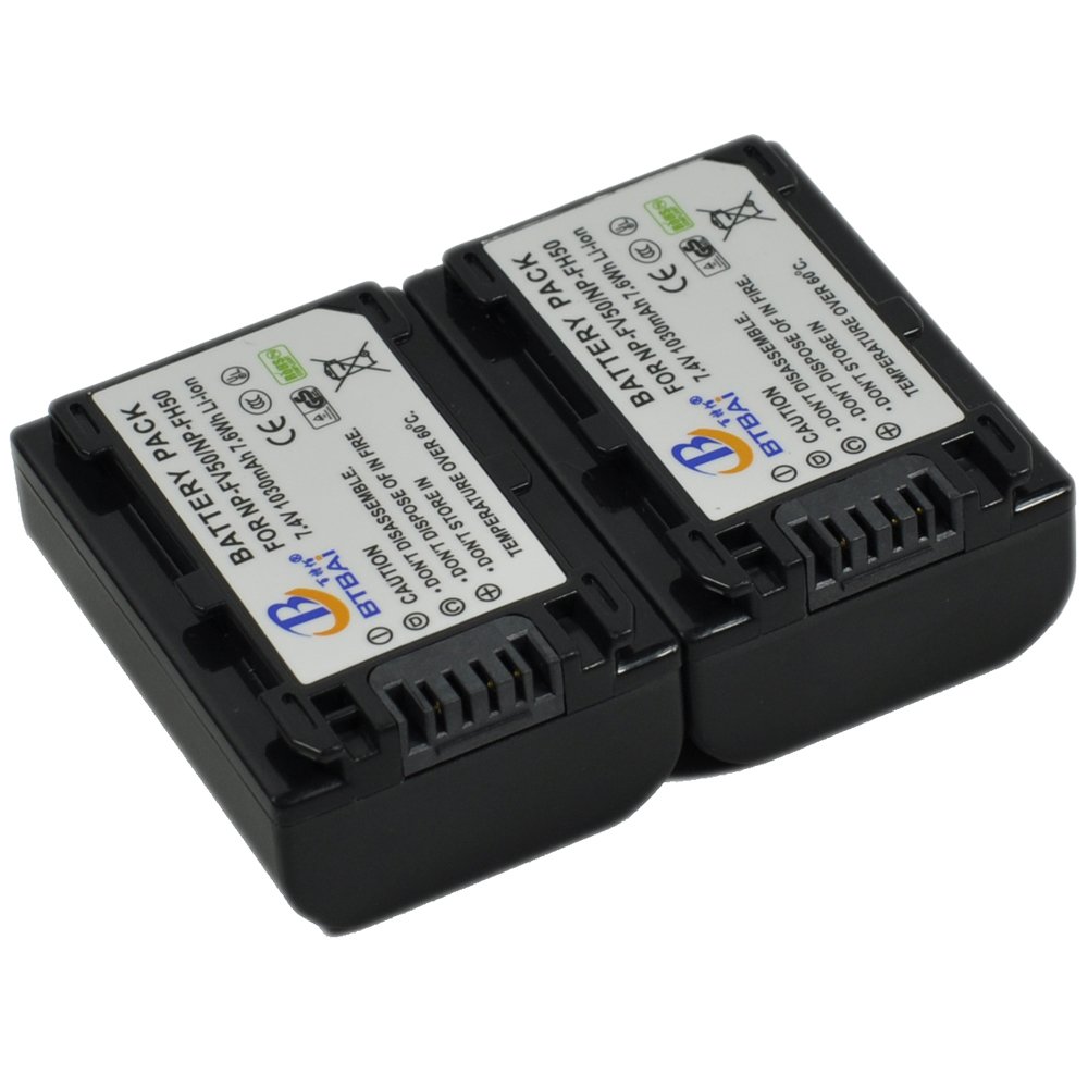 BTBAI 2x NP-FH50 Battery+Charger USB Dual For NPFH50 NP-FH30 NP-FH40 HDR-30 XR100 DCR- DVD103 DVD105 DVD105E DVD106 DVD106E DVD108 DVD109 DVD109E DVD110E DVD115E DVD150 DVD150E DVD202E DVD203 k1a
