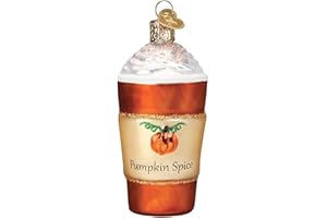 Old World Christmas Pumpkin Spice Latte Glass Blown Ornament for Christmas Tree, Handcrafted Holiday Decoration, Halloween Collection