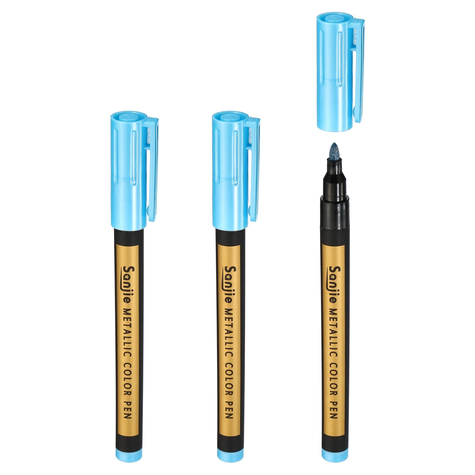 Photo 1 of PATIKIL Metallic Marker Pens, 3 Pack Paint Pens Medium Point Colored Markers Art Marker Pen for DIY Craft Photo Album, Blue