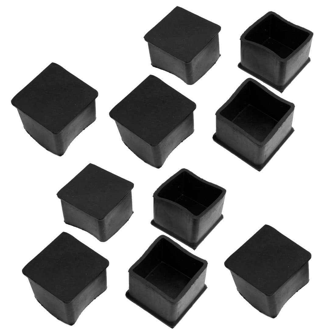 sourcing map 10 Pcs Black Rubber Square 40mm x 40mm Table Chair Leg Foot Cap
