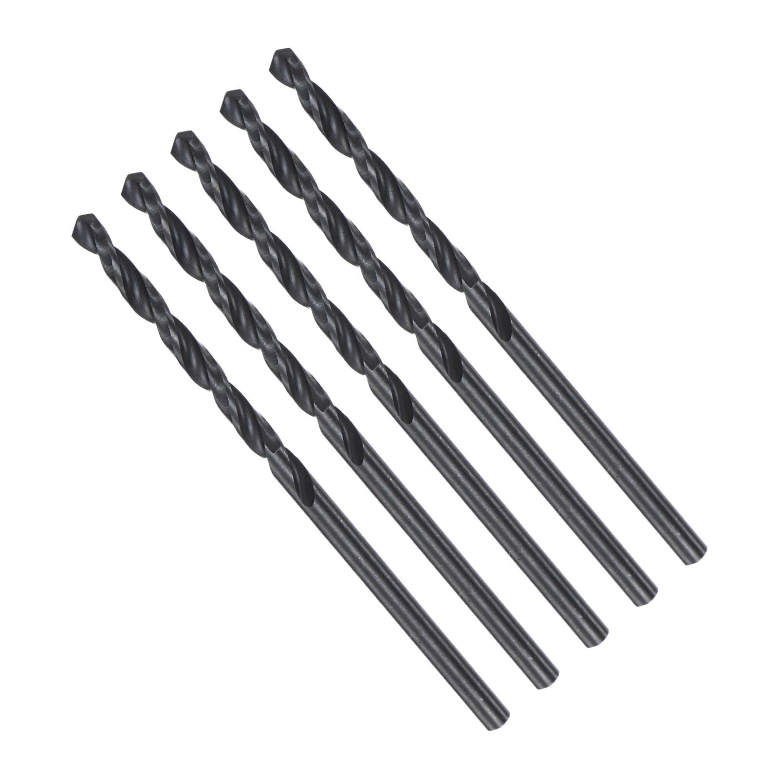 CoCud Twist Drill Bits, 2.7mm Cutting Diameter 0.11" Shank, High-Speed Steel Black Oxide Coating Jobber Bit Set (Applications: for Metal Wood Plastic), 5-Pieces