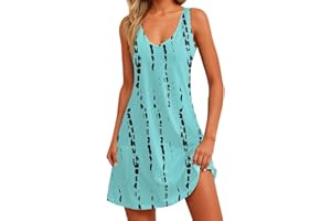 NBXNZWF Womens Summer Dresses 2025 Casual Loose Sleeveless V Neck Sundresses Boho Floral Hawaiian Beach Dresses with Pockets