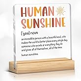 Human Sunshine Gifts for Women, Acrylic Desk Decor With Base, Thank You Gifts for Women Men, Gifts for Coworker Leader Teacher Coach Mentor Friend