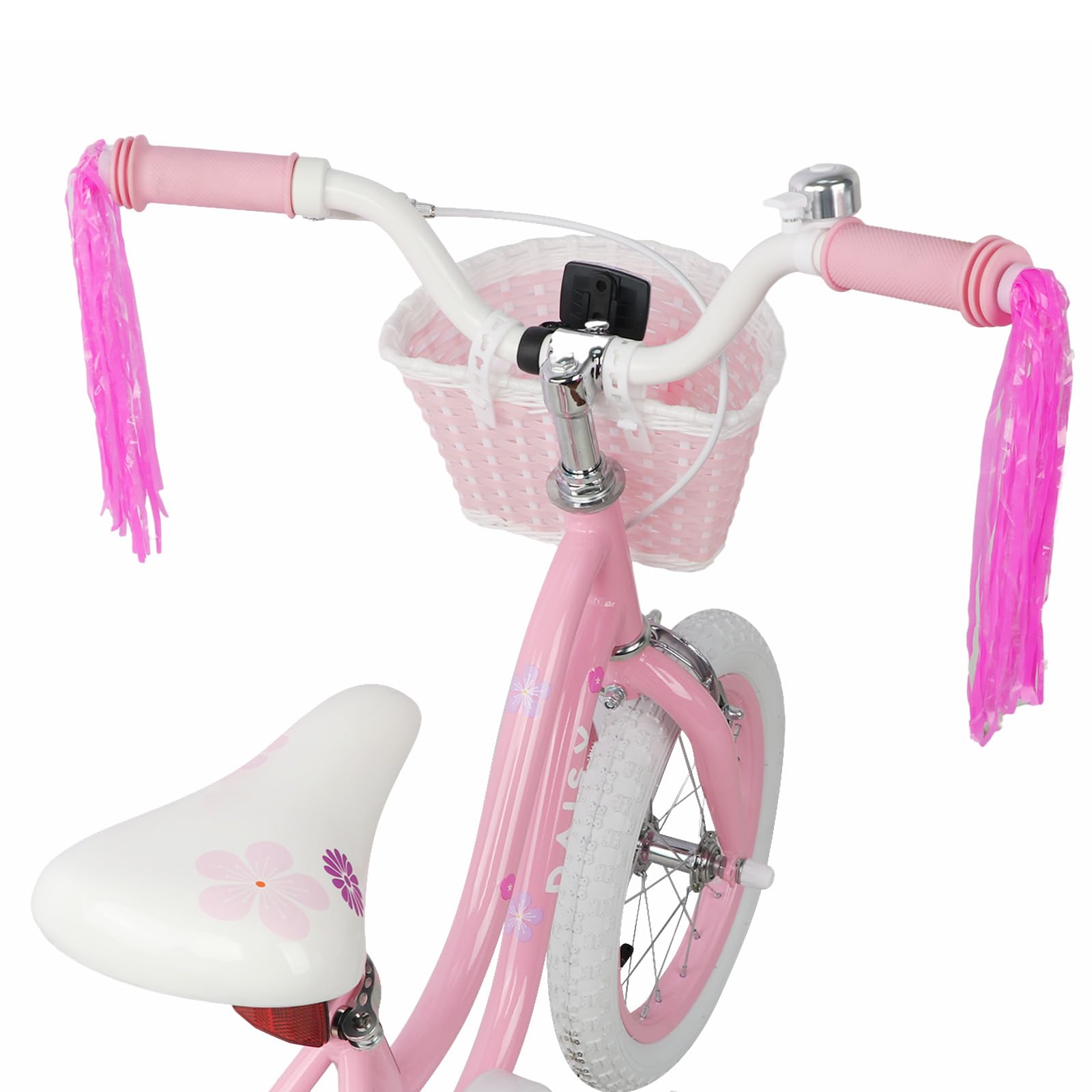 Daisy Girls Bike, 12 14 16 Inch Kids Bike for Ages 2-7 Years Old Children, Princess Style Kids Bicycle with Training Wheels & Basket & Streamers, Multiple Colors