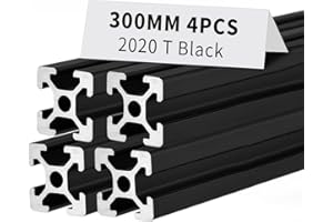 BELLA BAYS 4pcs 11.81 inch 300mm 2020 T Slot Aluminum Extrusion Profile European Standard Anodized Black Extruded Linear Rail Guide Frame for 3D Printer Laser Engraving Machine CNC Workbench DIY