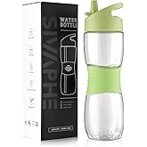 Sivaphe Clear Water Bottle with Straw 18 oz Portable Tritan Transparent Sports Drinking Bottle for School Girls Boys Green