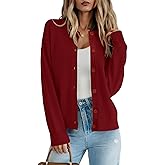 Bashafo Cardigan Sweaters for Women Long Sleeve Loose Fit Cardigans Open Front Button Down Knit Outwear