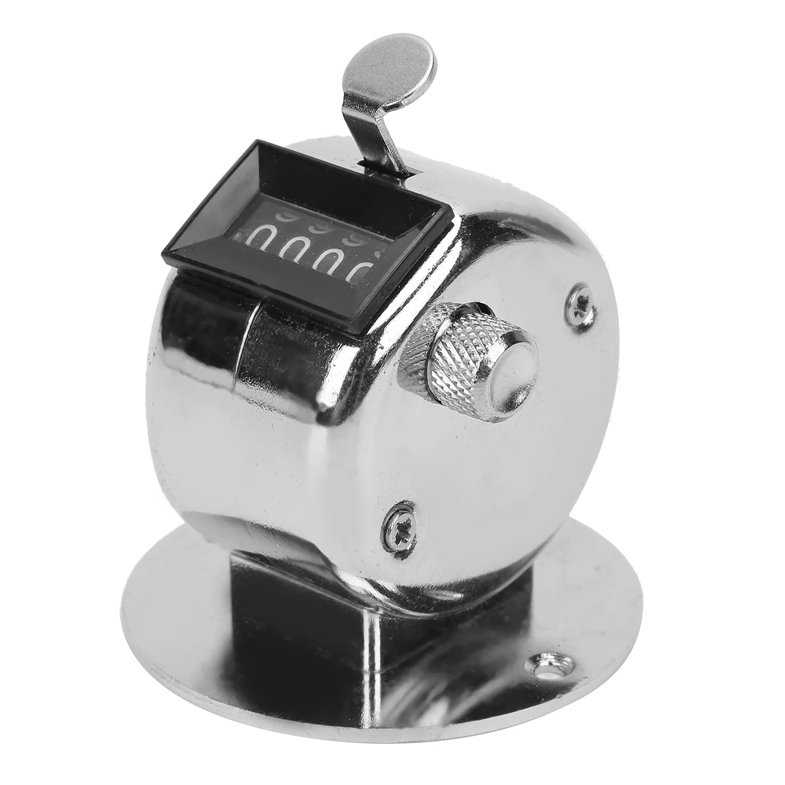 Hand Tally Counter Stainless Steel 4-Digit Manual Counting Tool 0-9999 Metal Base Knob with Buttons for Workshop Inventory Crowd Counting People Row Goods