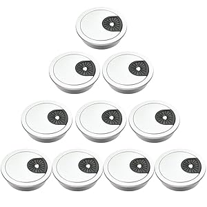 Zilong 10 Pack Desk Grommet 2.36inch/60mm Flexible Computer Desk Cable Hole Cover Plastic Wire Organizers Management White Cord Table Grommet for Office Furniture Countertop Desktop
