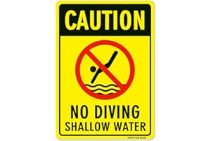 GIMIPATS GIMIPAT Aluminum Caution No Diving Shallow Water Pool Sign, 12inx16in Fade Resistance, Indoor/Outdoor Use Metal Sign
