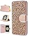 iPhone 8 Plus Case, iPhone 7 Plus Wallet Case, FLYEE Bling Handcraft Luxury Rhinestone Flip Case Magnetic Crystal Protective Leather with Card Slot for iPhone7 Plus iPhone8 Plus 5.5 inch Rose Gold