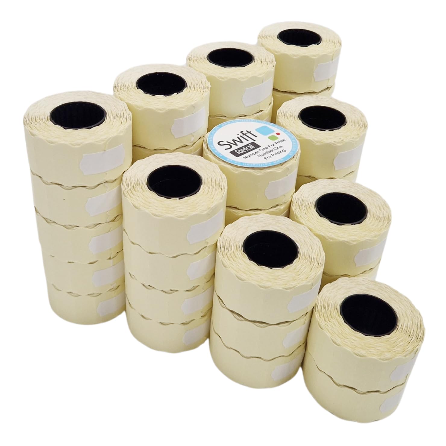 Swift 26 x 12 mm Price Gun Labels White Peelable 40 Rolls 40,000 Stickers CT4 Wavy Edge Pricemarking Tags Fits Many Pricing Labellers