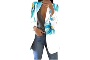 EKVAHL Women's 2023 Summer Fashion Temperament Lightweight Printed Contrast Color Long Sleeve Lapel Coat Blazer Jackets