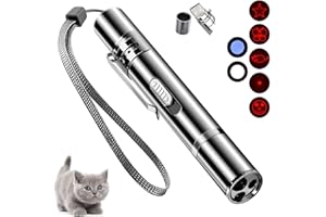 DOLOEDY Cat Laser Toy, Laser Pointer Interactive Toys for Indoor Cats Dogs, Red Dot Light Lazer Pointer, Long Range 3 Mode USB Rechargeable Pet Kitten Chase Exercise Toy, Small Laser Presentation Clicker Pen