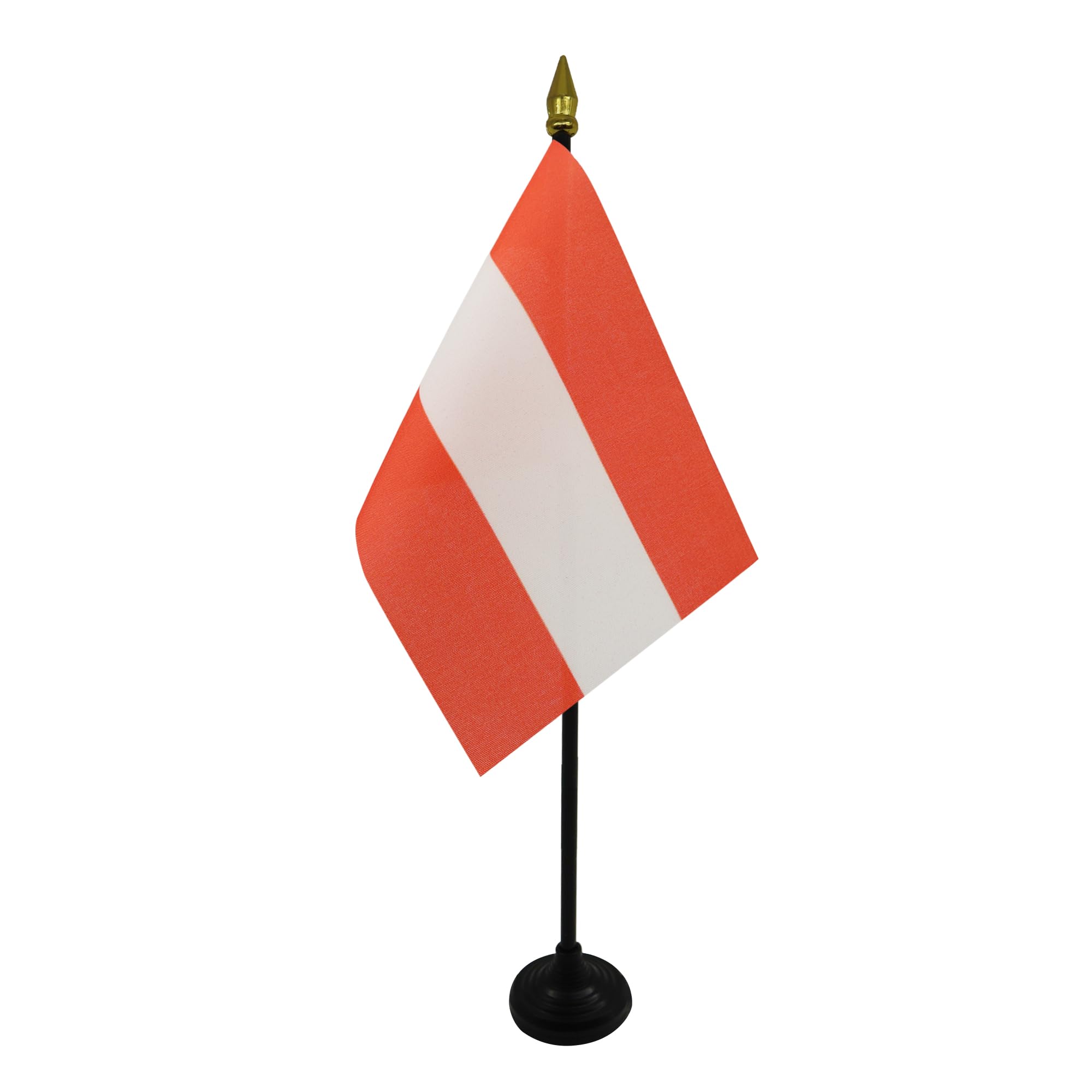 AZ FLAG - Austria Table Flag 4'' x 6'' - Austrian Mini Desk Flag 100% Polyester 15 x 10 cm - Office Mini Banner with 10'' Pole - Golden Spear