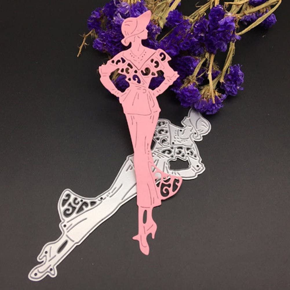 Elegant Lady Cutting Dies for Card Making，Cutting Dies Cut Stencils for DIY Scrapbooking Photo Album Decorative Embossing Paper Dies for Card Making Templated+Cute Brooch Pin