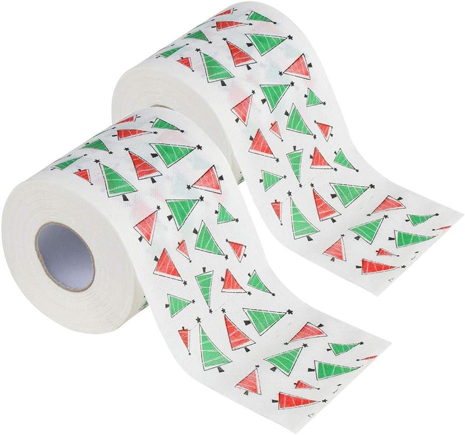 SMILEQ Home 2PC Christmas Toilet Paper Roll Xmas Print Home Santa Claus Bath Toilet Roll Paper Decor Tissue Party Novelty Gift (B)