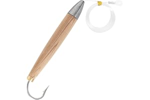 BLUEWING Cedar Plug Fishing Lures for Tuna 2pcs Saltwater with 150LB Fluorocarbon Coated Line & Mustad Hook for Marlin and Other Big Game Fish