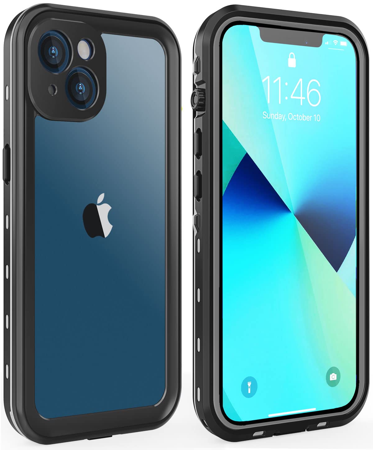 Dewfoam for iPhone 13 Case Waterproof Shockproof Dustproof Full-Body Sturdy with Camera Lens Protector and Built-in Screen Protector,Underwater Full Sealed Cover Protective for iPhone 13(Black)