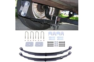 WRLWY 3500 lb Trailer Leaf Spring Suspension Kit – Includes 4-Leaf Springs, U-Bolt Kit, and Single Axle Hanger Kit – Complete
