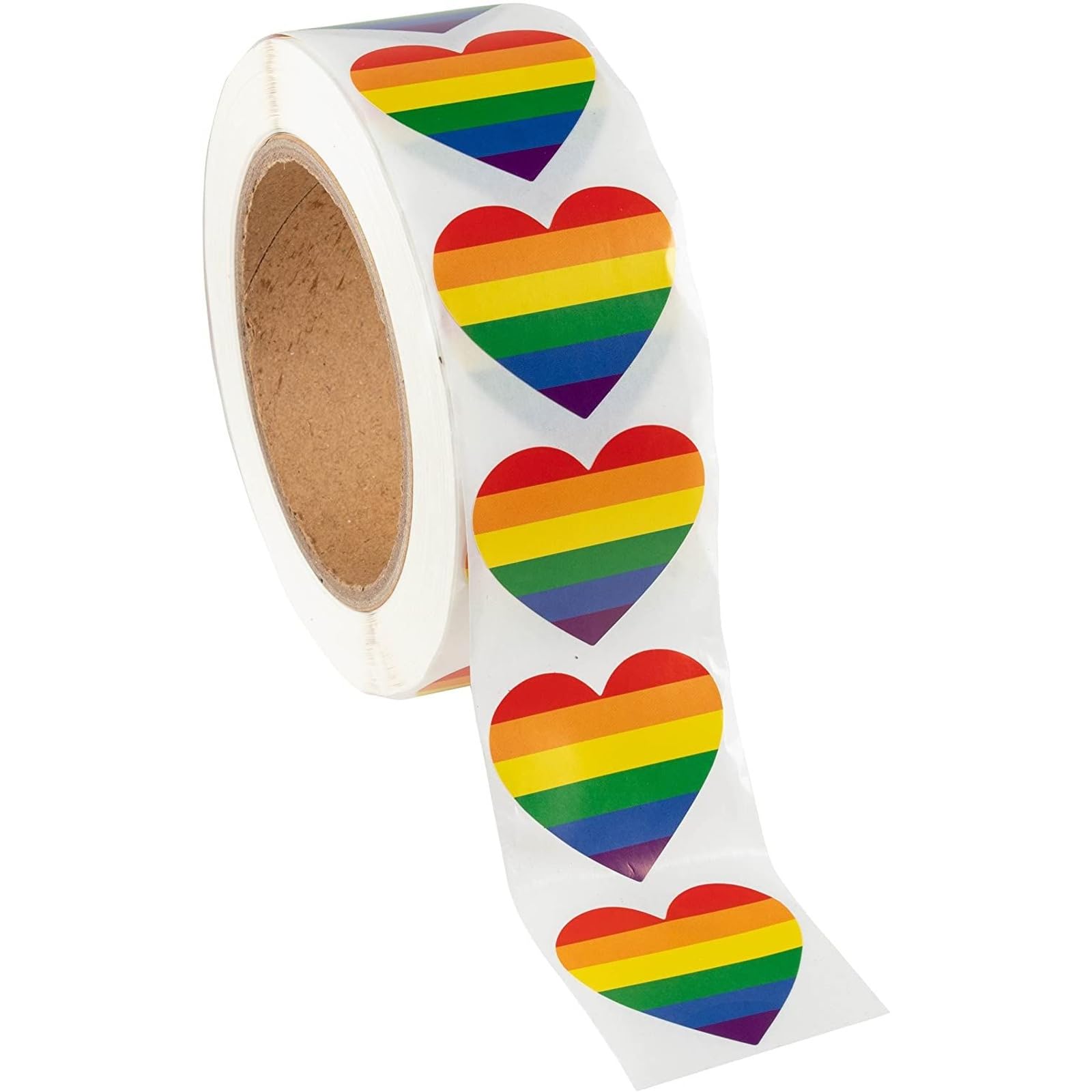 Juvale Gay Pride Stickers - 1000-Count Love Rainbow Stickers Roll in Heart-Shaped, Pride Flag Labels for Gifts, Crafts, Envelope Sealing, 1.5 x 1.7 Inches