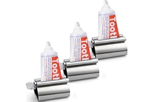 LOVEINUSA Toothpaste Tube Squeezer Dispenser, 3PCS Toothpaste Roller Squeezer Tool Metal Stainless Steel Tooth Paste Holder for Bathroom, Silver