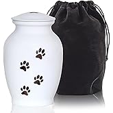 PCS Pet Cremation Urns for Dogs Ashes, White Pet Urn, Dog Urn with Paw Print, Cat Metal Urn-Small