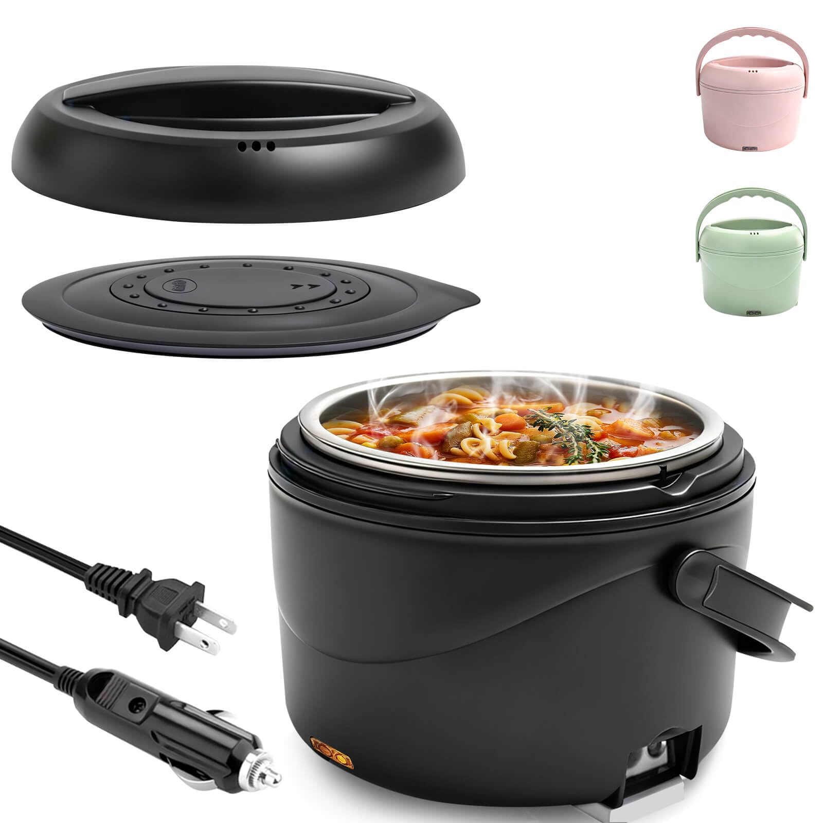 Photo 1 of Aotto Electric Lunch Box, 40 oz Portable Food Warmer Heater, Lunch Warmer Portable for Work/Office/Car/Travel 12V/24V/110V 3-in-1, Warming Soup & Meal, Spill-Free, Men & Women's Gifts, Black
