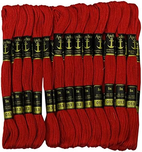 Cross Stitch Hand Embroidery Thread Stranded Cotton Craft Sewing Floss 25 Skeins-Maroon
