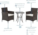 EVRE Copenhagen 3 Piece Rattan Bistro Set with Cushions & Glass Table view 3