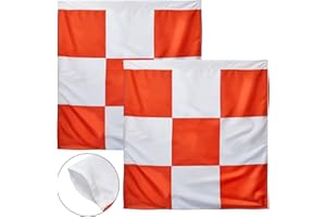 JECERY Safety Airport Flag, 36 x 36 Inch, Marking Orange and White Checkered Racing Flags for Safety Warning Marking Airport Construction Vehicles Site Obstacles Bike Truck Camping(4 Pcs)