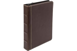 Samsill Vintage Leather Mini 3 Ring Zipper Binder, 1 Inch Round Ring Capacity (Holds 200 Sheets), 5.5 x 8.5 Inch Documents, Notebook Organizer, Planner, Brown with Contrast Stitching