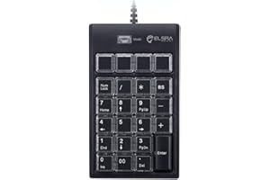 ELSRA USB Wired Programming Numeric Keypad ControlPad Black PK-2068(23 Key, 2-Level programmable, 2 USB Hub) for Windows