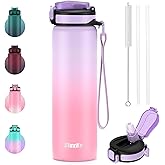SLUXKE 24oz Insulated Water Bottle with Straw, Stainless Steel Water Bottle with Removable Strap, Metal Vacuum Drinking Bottle for School, Camping, Sports, Work