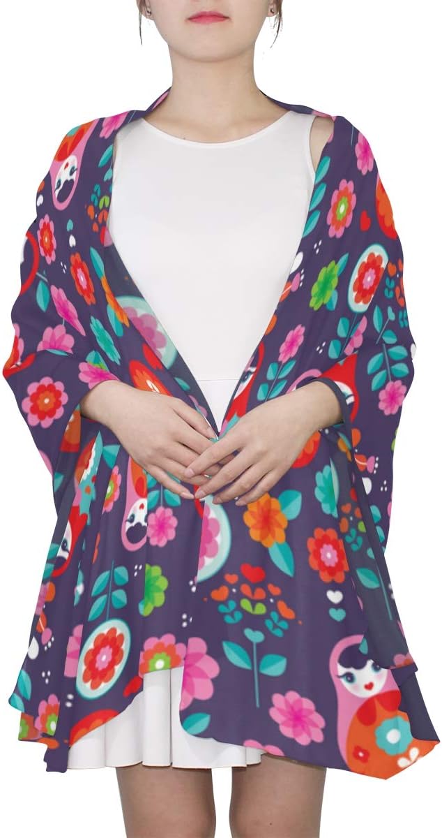 Matreshka Traditional Russian Doll Unique Fashion Scarf For Women Lightweight Fashion Fall Winter Print Scarves Shawl Wraps Gifts For Early Spring