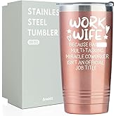 Onebttl Work Wife Gifts for Women, Besties, Coworkers, Coworker Appreciation Gitts for Women, Female, Stainless Steel Tumbler 20OZ - Rose Gold