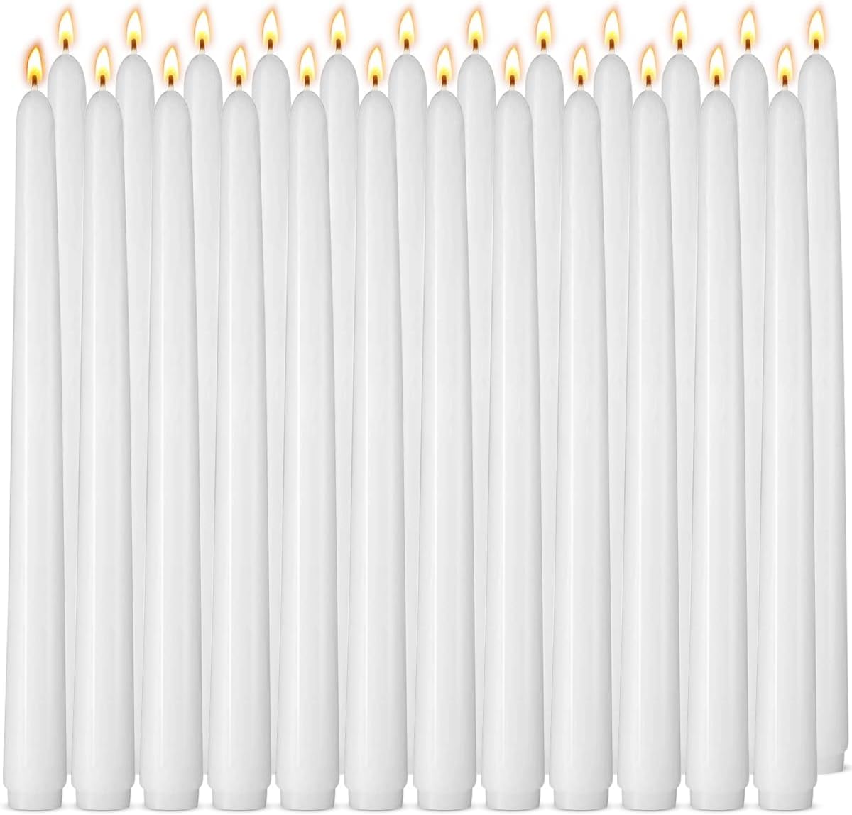 Photo 1 of 10 inch Cone-Shaped Candle, Set of 24 Smoke-Free, drip Free Wax, Long Burning, Used for Home Decoration, Churches, Celebrations, Parties (White)