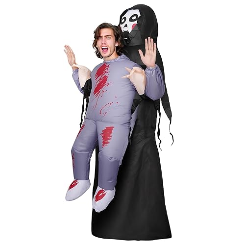Lustwieta Inflatable Grim Reaper Costume, Grim Reaper Mens Costume, Mens Halloween Costumes Adult Scary, Fancy Dress Outfit One Size For Adults