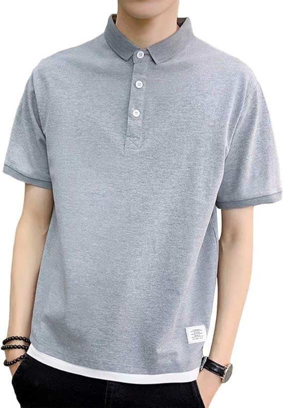 Amazon Misee ポロシャツ メンズ シャツ Polo 重ね着風 レイヤード コットン 無地 カジュアル シンプル 夏 半袖 黒 白 オシャレ 快適 吸汗 速乾 消臭 ポロシャツ 通販